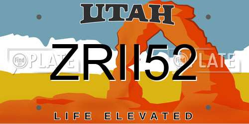ZRII52 Utah License Plate