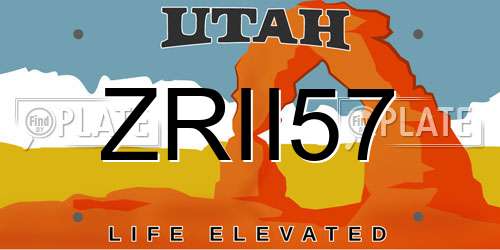 ZRII57 Utah License Plate