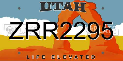 ZRR2295 Utah License Plate