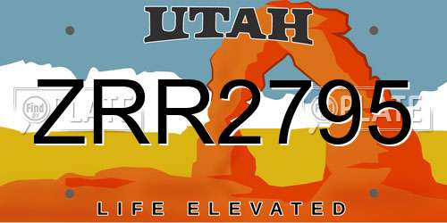 ZRR2795 Utah License Plate