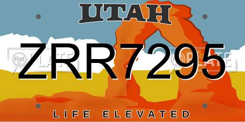 ZRR7295 Utah License Plate