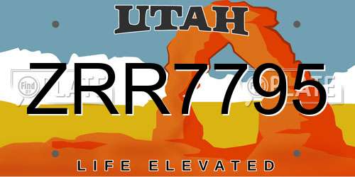 ZRR7795 Utah License Plate