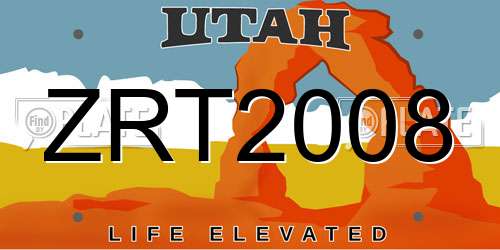 ZRT2008 Utah License Plate