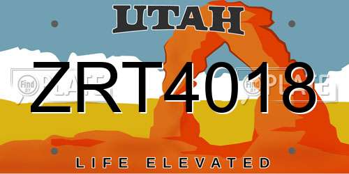 ZRT4018 Utah License Plate