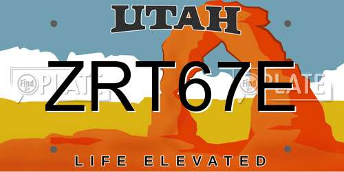 ZRT67E Utah License Plate