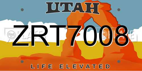ZRT7008 Utah License Plate