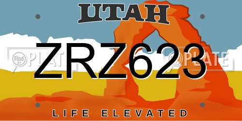 ZRZ623 Utah License Plate