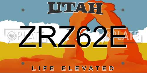 ZRZ62E Utah License Plate