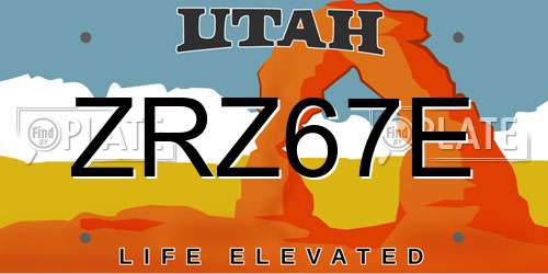 ZRZ67E Utah License Plate
