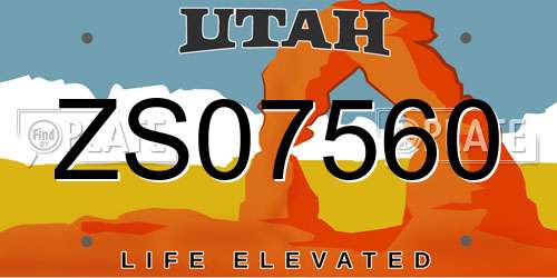 ZS07560 Utah License Plate