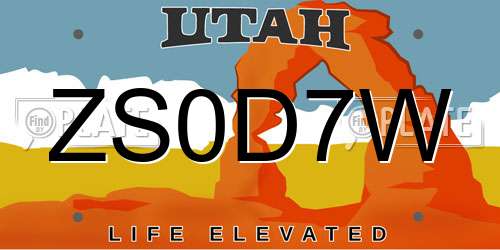 ZS0D7W Utah License Plate