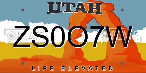 ZS0O7W Utah License Plate