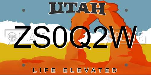 ZS0Q2W Utah License Plate