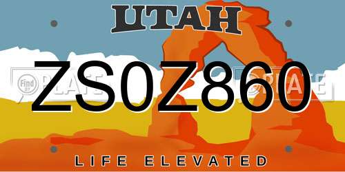 ZS0Z860 Utah License Plate