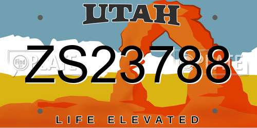 ZS23788 Utah License Plate