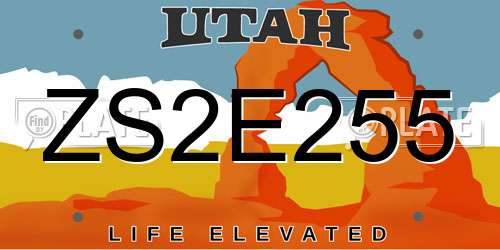 ZS2E255 Utah License Plate