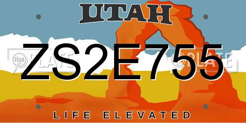 ZS2E755 Utah License Plate