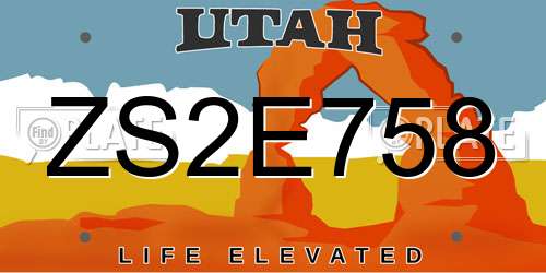 ZS2E758 Utah License Plate