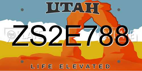 ZS2E788 Utah License Plate