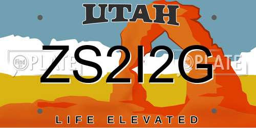 ZS2I2G Utah License Plate
