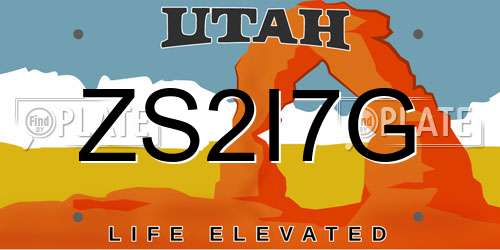 ZS2I7G Utah License Plate