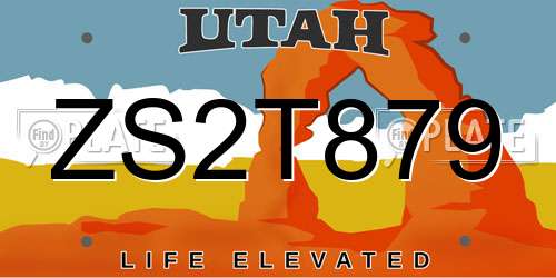 ZS2T879 Utah License Plate