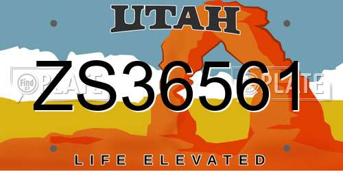 ZS36561 Utah License Plate