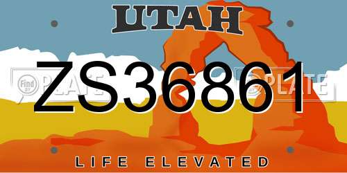 ZS36861 Utah License Plate