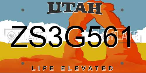 ZS3G561 Utah License Plate