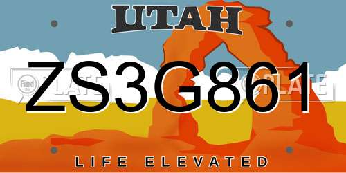 ZS3G861 Utah License Plate