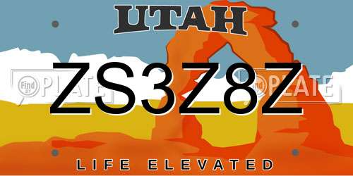 ZS3Z8Z Utah License Plate