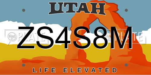 ZS4S8M Utah License Plate