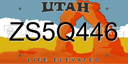 ZS5Q446 Utah License Plate