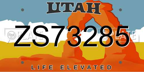 ZS73285 Utah License Plate