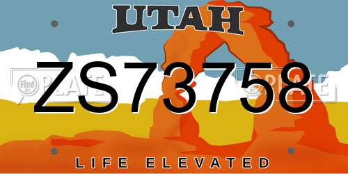 ZS73758 Utah License Plate