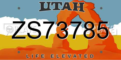 ZS73785 Utah License Plate