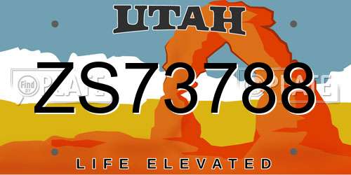 ZS73788 Utah License Plate