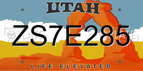 ZS7E285 Utah License Plate