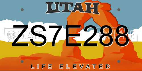ZS7E288 Utah License Plate