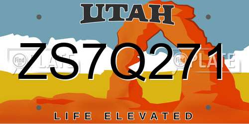 ZS7Q271 Utah License Plate