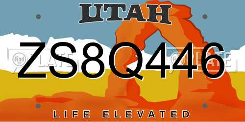 ZS8Q446 Utah License Plate