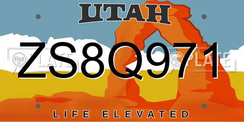 ZS8Q971 Utah License Plate