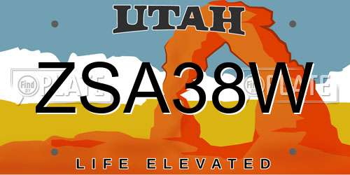 ZSA38W Utah License Plate