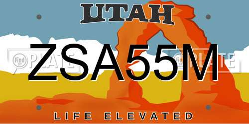 ZSA55M Utah License Plate