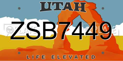 ZSB7449 Utah License Plate