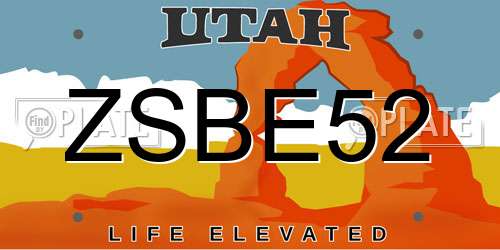 ZSBE52 Utah License Plate