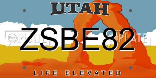 ZSBE82 Utah License Plate