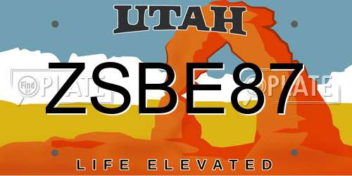ZSBE87 Utah License Plate