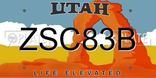 ZSC83B Utah License Plate