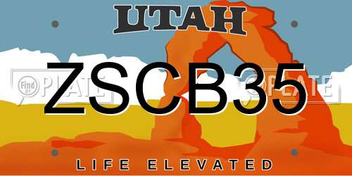 ZSCB35 Utah License Plate